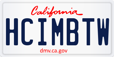 CA license plate HCIMBTW