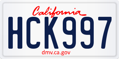 CA license plate HCK997