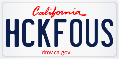 CA license plate HCKFOUS