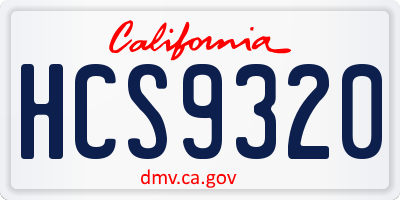 CA license plate HCS9320