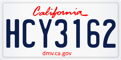 CA license plate HCY3162