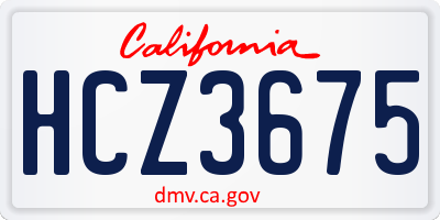 CA license plate HCZ3675