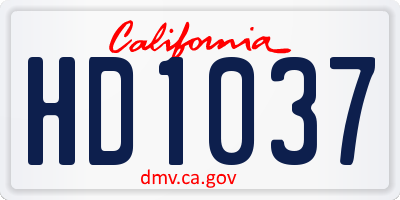 CA license plate HD1037