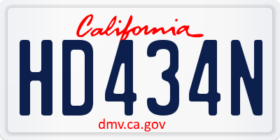 CA license plate HD434N