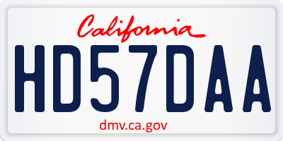 CA license plate HD57DAA