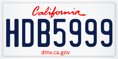 CA license plate HDB5999