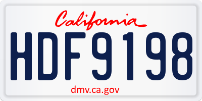 CA license plate HDF9198