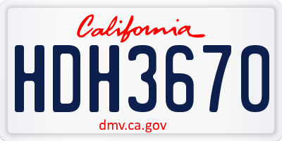 CA license plate HDH3670