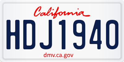 CA license plate HDJ1940