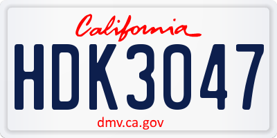 CA license plate HDK3047