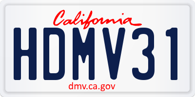 CA license plate HDMV31