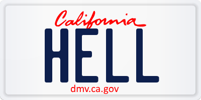 CA license plate HELL