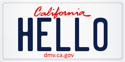 CA license plate HELL0