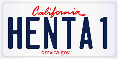 CA license plate HENTA1