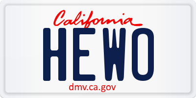 CA license plate HEWO