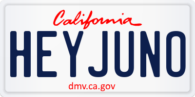 CA license plate HEYJUNO