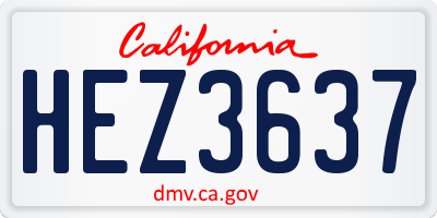 CA license plate HEZ3637