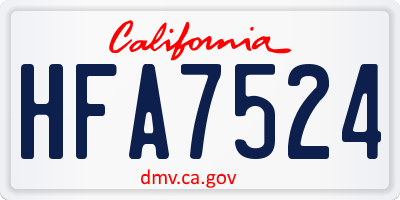 CA license plate HFA7524