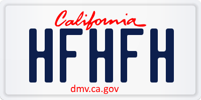 CA license plate HFHFH