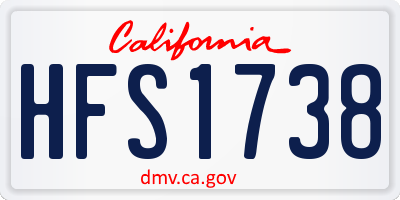 CA license plate HFS1738