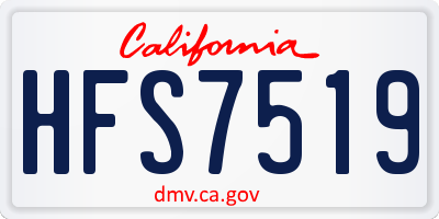 CA license plate HFS7519