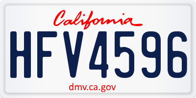 CA license plate HFV4596