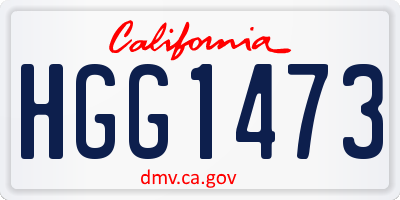 CA license plate HGG1473