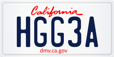 CA license plate HGG3A