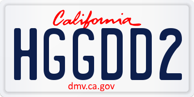 CA license plate HGGDD2