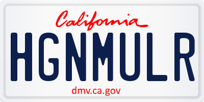 CA license plate HGNMULR
