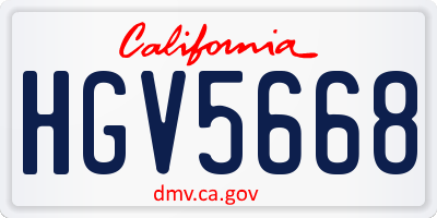 CA license plate HGV5668