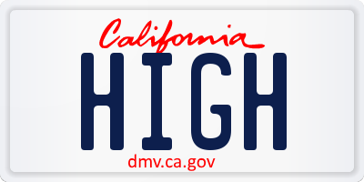 CA license plate HIGH