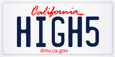 CA license plate HIGH5