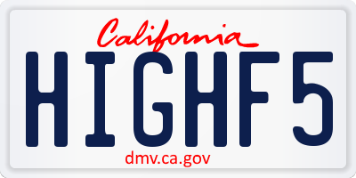 CA license plate HIGHF5