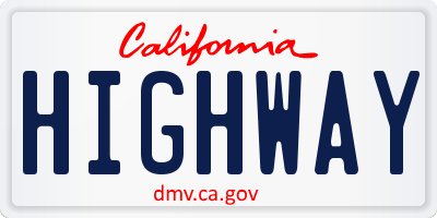 CA license plate HIGHWAY