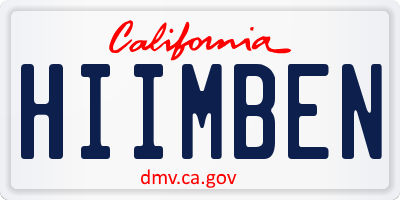CA license plate HIIMBEN