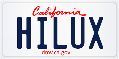 CA license plate HILUX