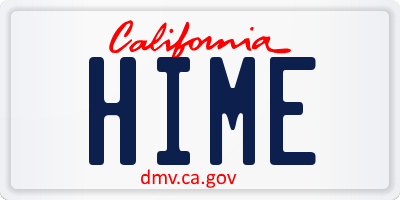 CA license plate HIME