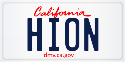 CA license plate HION