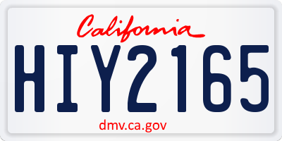 CA license plate HIY2165