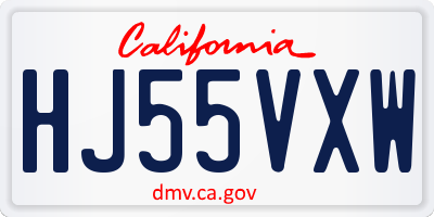 CA license plate HJ55VXW
