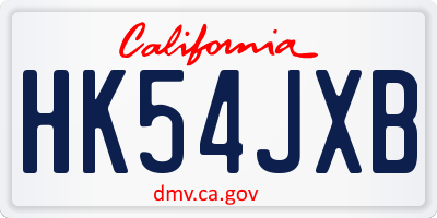 CA license plate HK54JXB