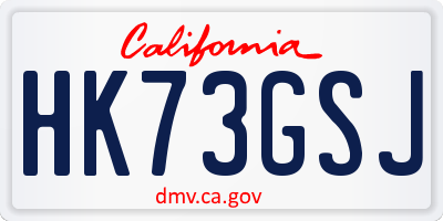 CA license plate HK73GSJ