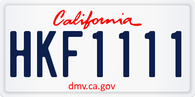 CA license plate HKF1111