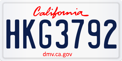 CA license plate HKG3792