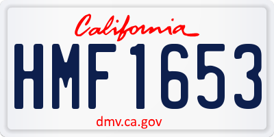 CA license plate HMF1653