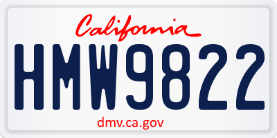 CA license plate HMW9822