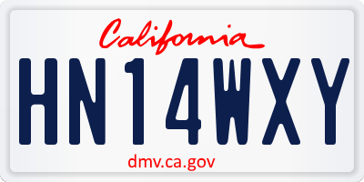 CA license plate HN14WXY