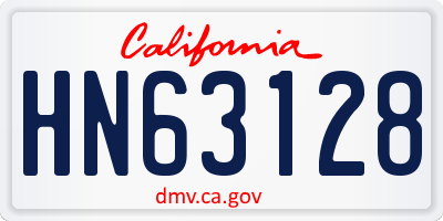 CA license plate HN63128