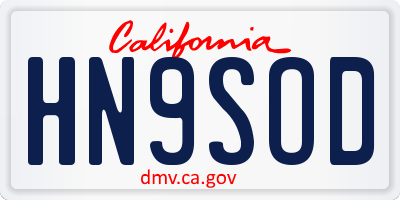 CA license plate HN9SOD